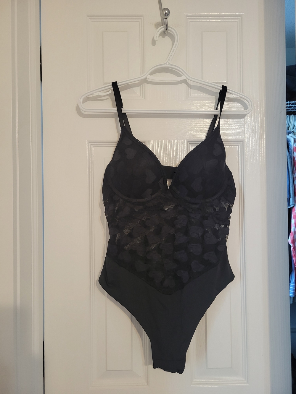 Brand Nee Black Lace-Detail Bodysuit - Women's Size L